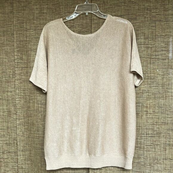 Talbots linen metallic short sleeve sweater top - Picture 1 of 5